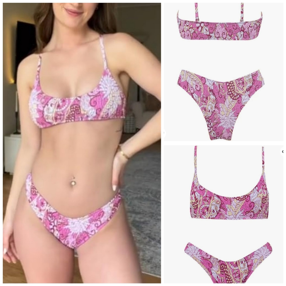 NWOT Women's small Trending Scoop Triangle Bikini Floral Paisley